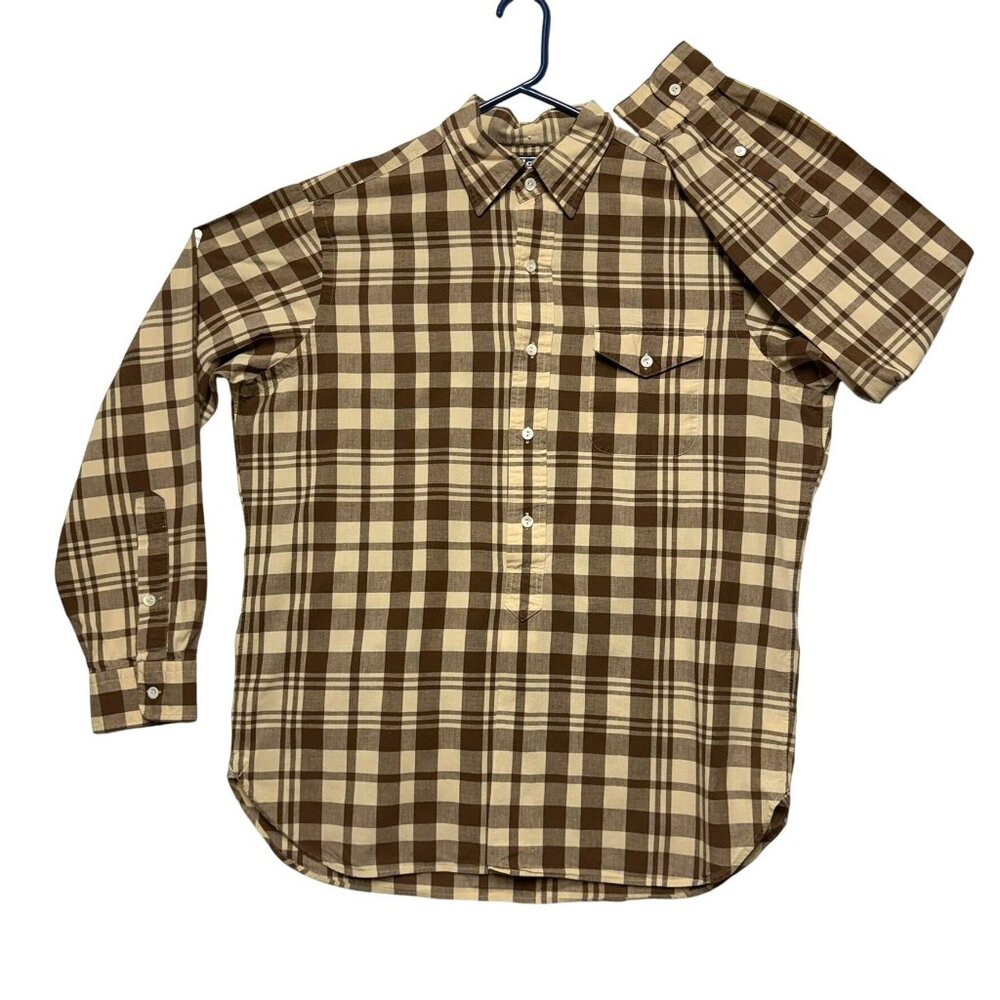 Polo Ralph Lauren Mens Brown & Beige Plaid‎ Pullover Size M Shirt